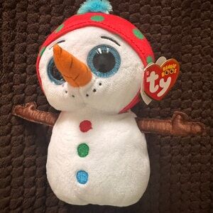 Ty Beanie Boos Snowman Plush - White, Red, and Blue